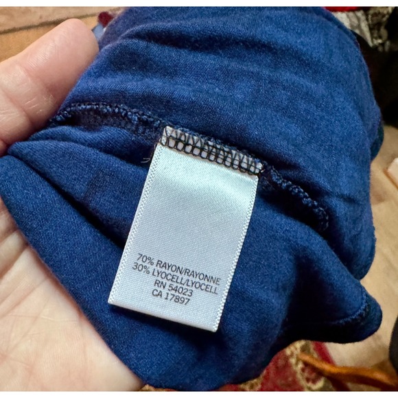 Banana Republic Blue and Black Geometric Drape Neck Short Sleeve Top Women's PS - Picture 8 of 8